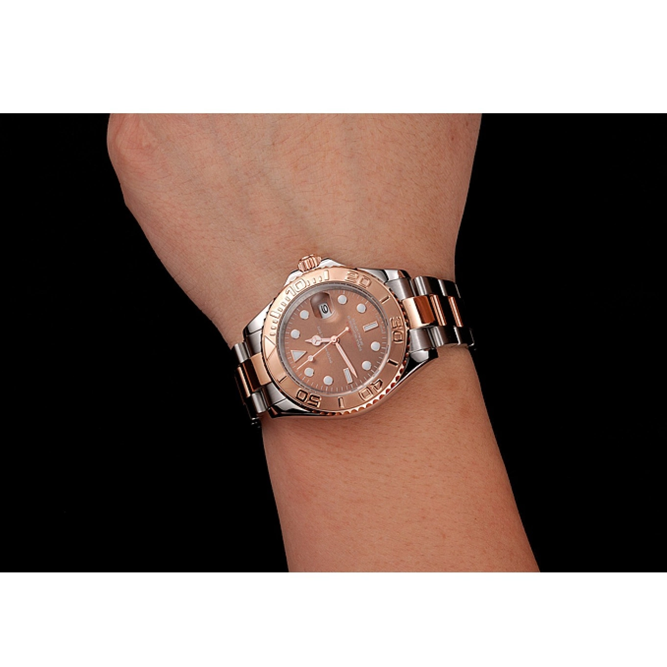 Good Copy Rolex Watches Rolex Dial 1453864 Bracelet Stainless Master Yacht Two Rose Gold Tone Steel 0610